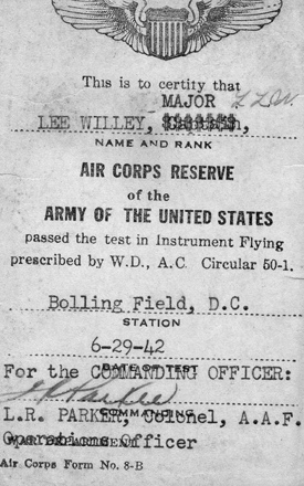 Instrument Pilot Certificate, June 29, 1942